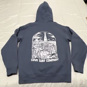 Cove Surf Company Gray Graphic Hoodie Mens M Skeleton Pullover Gray